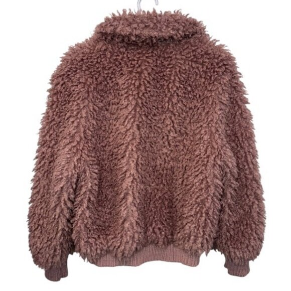 Zara TRF mauve pink oversized faux shearling teddy bomber jacket size XS - Picture 5 of 7